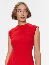 Tommy Jeans dámské červené šaty Babylock - L (XNL)