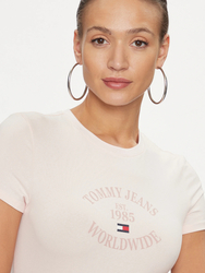 Tommy Jeans dámské růžové šaty WORLDWIDE - M (TJ9)