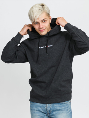 Tommy Jeans pánská tmavě šedá mikina STRAIGHT LOGO - L (BDS)