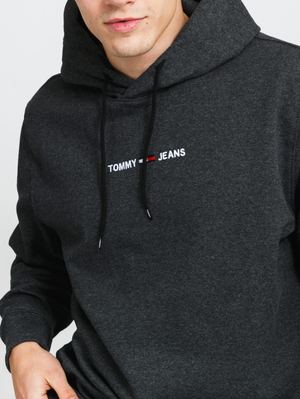 Tommy Jeans pánská tmavě šedá mikina STRAIGHT LOGO - L (BDS)