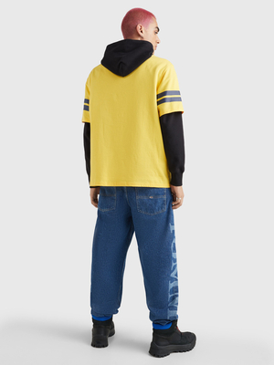 Tommy Jeans pánské žluté tričko Skater - S (ZFM)