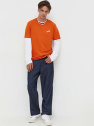 Tommy Jeans pánské oranžové tričko - L (SFQ)