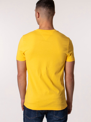 Tommy Hilfiger pánské žluté tričko Logo - M (ZFM)