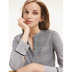 Tommy Hilfiger dámská šedá halenka s kostkou - XS (0OG)