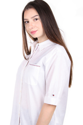 Tommy Hilfiger dámská bílá košile s krátkým rukávem - XS (100)