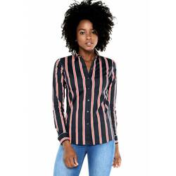 Tommy Hilfiger dámská tmavě modrá košile s proužkem Rayne