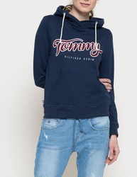 Tommy Hilfiger dámská tmavě modrá mikina Basic Graphic s kapucí