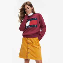 Tommy Hilfiger dámská vínová mikina Flag
