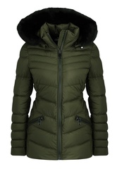 Tommy Hilfiger dámská zimní olivově zelená bunda