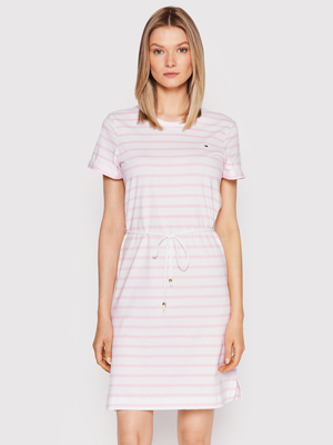 Tommy Hilfiger dámské růžovobílé šaty - XS (0FB)