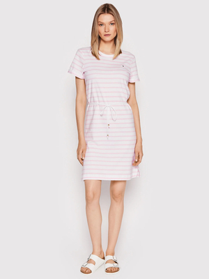 Tommy Hilfiger dámské růžovobílé šaty - XL (0FB)