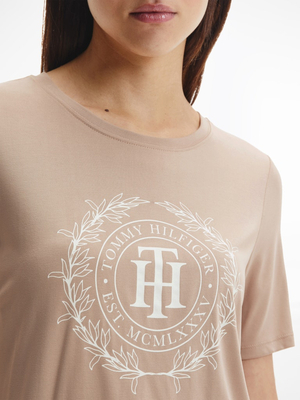 Tommy Hilfiger dámské béžové tričko - M (AEG)
