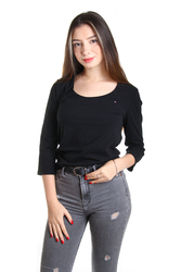Tommy Hilfiger dámské černé tričko Lizzy s 3/4 rukávem