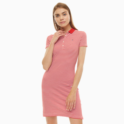 Tommy Hilfiger dámské červené pruhované polo šaty New Chiara