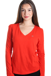 Tommy Hilfiger dámské červené tričko s dlouhým rukávem - XS (XA8)