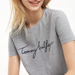 Tommy Hilfiger dámské šedé tričko Graphic - XS (039)