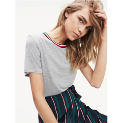 Tommy Hilfiger dámské šedé tričko Collar - L (PYT)