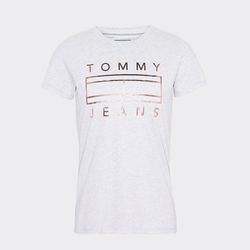 Tommy Hilfiger dámské šedé tričko Metallic - S (PPP)