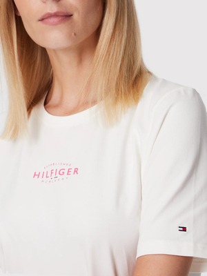 Tommy Hilfiger dámské krémové tričko - L (YBL)