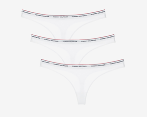 Tommy Hilfiger dámské bílé tanga 3pack Essentials - XS (903)