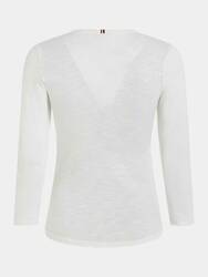 Tommy Hilfiger dámské bílé tričko Slim - L (YCF)