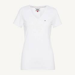 Tommy Hilfiger dámské bílé tričko s výstřihem do V - L (100)