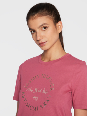 Tommy Hilfiger dámské malinové tričko - M (VK2)
