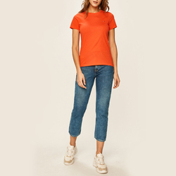 Tommy Hilfiger dámské oranžové tričko New Crew - M (XB6)