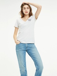 Tommy Hilfiger dámské světle šedé melírované tričko Essential do V