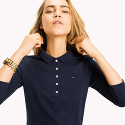 Tommy Hilfiger dámské tmavě modré polo s 3/4 rukávem - XS (475)