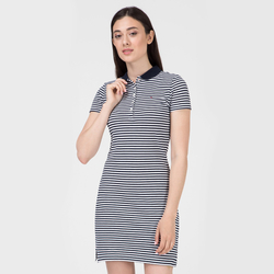 Tommy Hilfiger dámské tmavě modré pruhované polo šaty New Chiara
