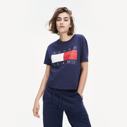 Tommy Hilfiger dámské tmavě modré tričko Tommy - XS (CBK)