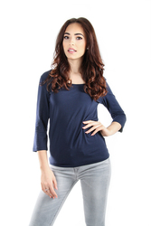 Tommy Hilfiger dámské tmavě modré tričko Lizzy s 3/4 rukávem