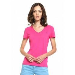 Tommy Hilfiger dámské tmavě růžové tričko Lizzy