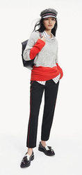 Tommy Hilfiger dámský šedo-červený svetr - S (0IN)