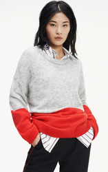 Tommy Hilfiger dámský šedo-červený svetr - S (0IN)