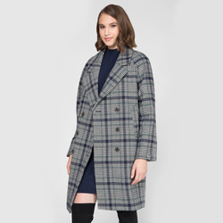 Tommy Hilfiger dámský tmavě modrý kabát s kostkou