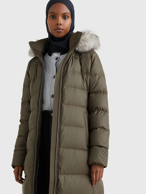 Tommy Hilfiger dámský zelený kabát - M (RBN)