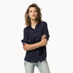 Tommy Hilfiger dámská tmavě modrá košile Original