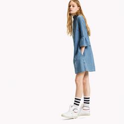 Tommy Hilfiger dámské modré džínové šaty Rufflle