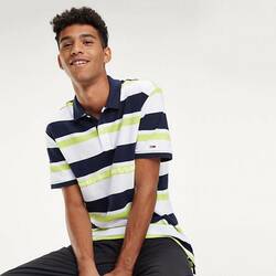 Tommy Hilfiger pánské tmavě modré pruhované polo tričko