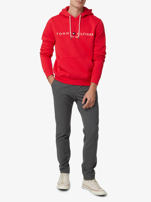 Tommy Hilfiger pánská červená mikina Logo Hoody - M (XK3)