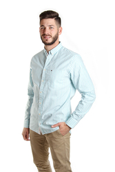 Tommy Hilfiger pánská košile se zeleným proužkem Oxford - L (903)