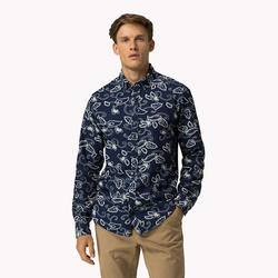 Tommy Hilfiger pánská tmavě modrá košile Indigo Floral