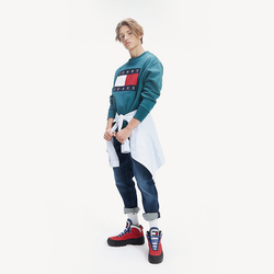 Tommy Hilfiger pánská zelená mikina Flag - S (CA4)