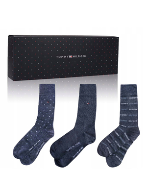 Tommy Hilfiger pánské modrošedé ponožky 3 pack - 39/42 (003)