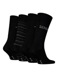 Tommy Hilfiger pánské černé ponožky 4 pack - 39/42 (BLA)