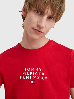 Tommy Hilfiger pánské červené tričko - S (XLG)