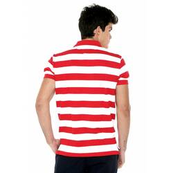 Tommy Hilfiger pánské červené pruhované polo Block - S (611)