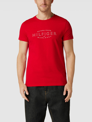 Tommy Hilfiger pánské červené tričko  - S (XLG)
